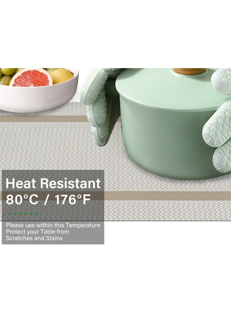 Arabest White Placemats Set of 6 - Washable Easy Clean Vinyl Placemats - Heat Resistant PVC Place Mats - Table Mats for Dining Table (White Gold Arrow Pattern) - Image 3